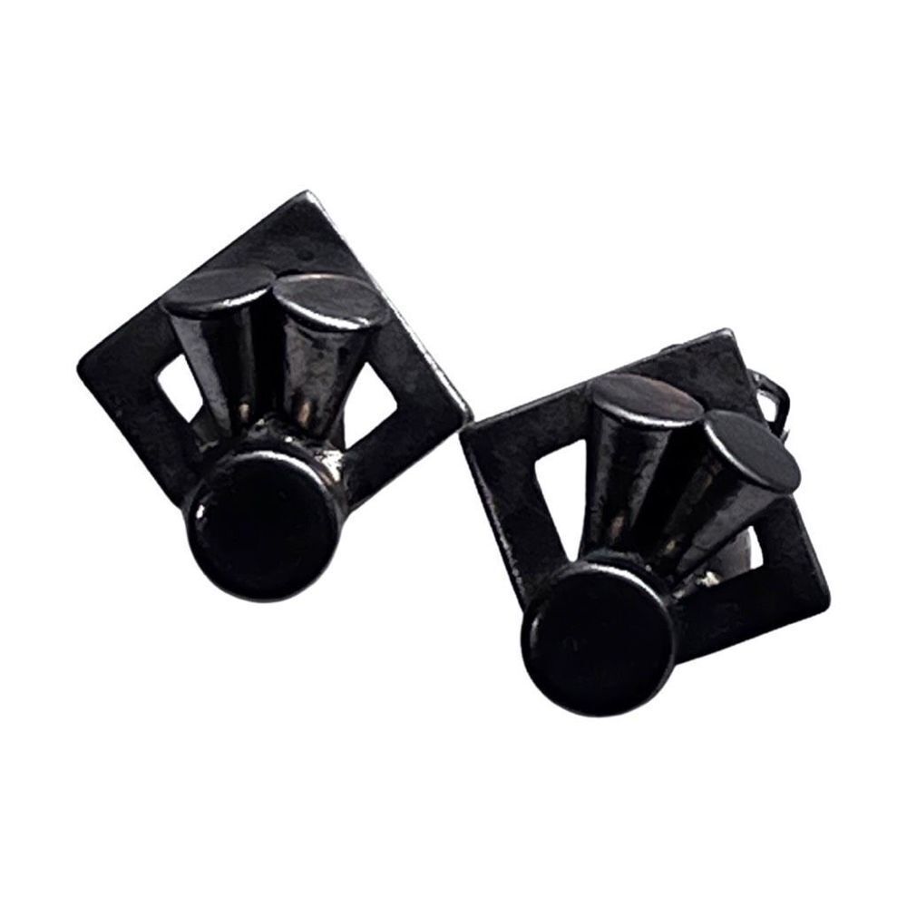 Vintage Brookcraft Modernist Geometric Silver Tone Clip On Earrings Jewelry